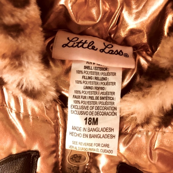 JACKET VEST LEOPARD TRIM HOODIE ZIP FRONT SUPER SOFT ROSE GOLD MATERIAL 18mo NEW - Picture 5 of 5